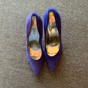 Blue suede heels